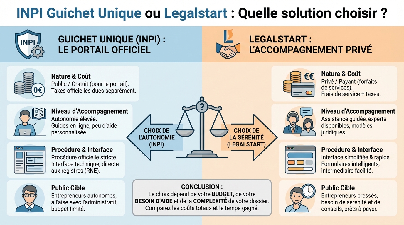 Inpi guichet unique ou legalstart : quelle solution choisir ? 1 Comparatif des deux solutions